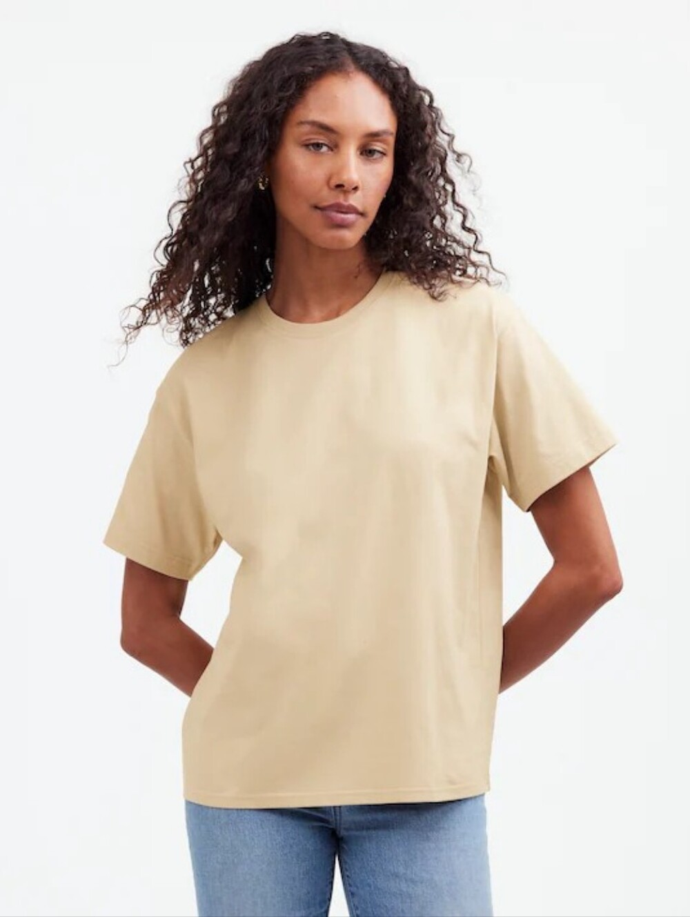 Madewell Cotton Relaxed Oversized Tee Womens Small Beige Cream Toasted Cashew